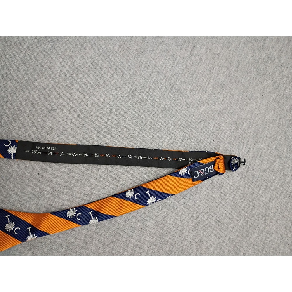 BG&C Mens South Carolina Palmetto Crescent Moon Bow Tie Orange Navy Stripe - Picture 5 of 5